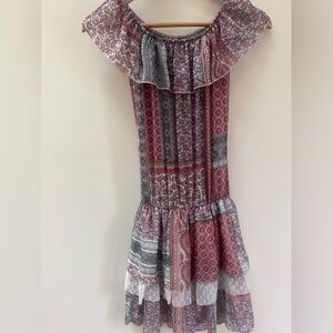 Vintage Boho mesh romper gold tinsel detail